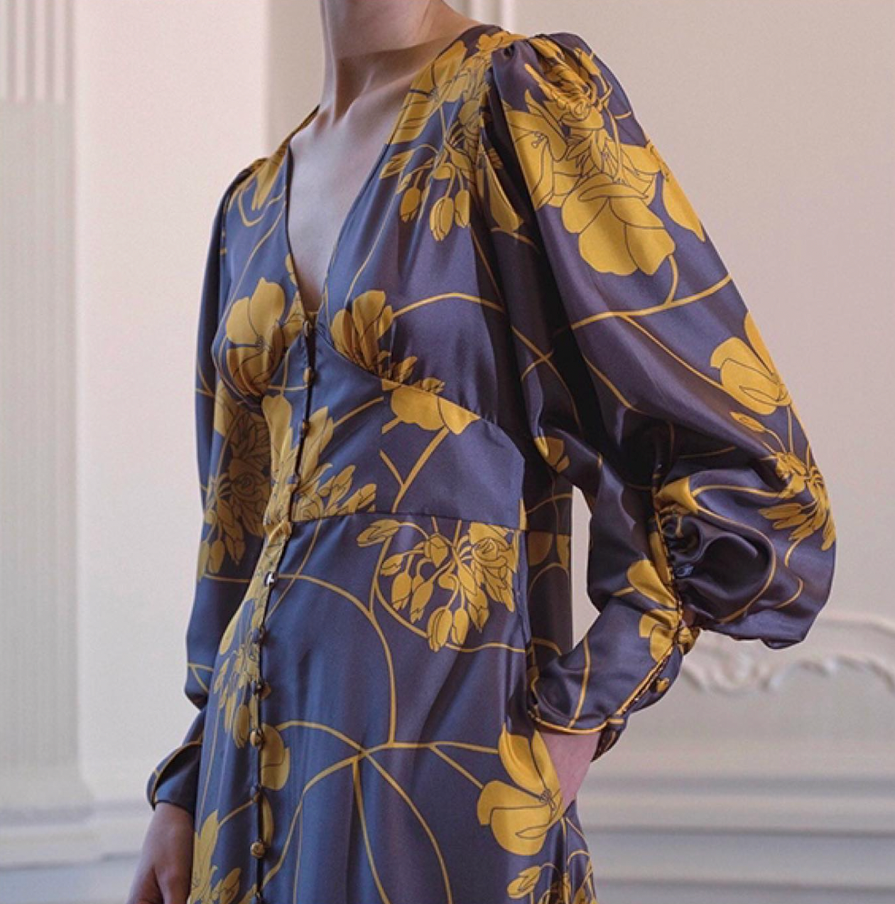 nwt evi grintela silk floral politness maxi dress - size large