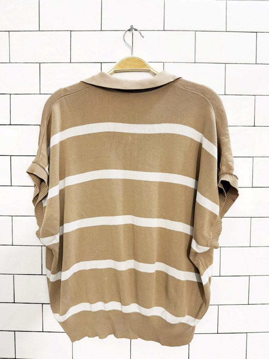 dreamers slouchy striped collared knit top - good market thrift store