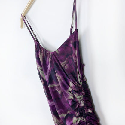 garage sheer tank dress with drawstring ruched side - size small