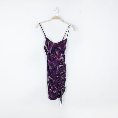 garage sheer tank dress with drawstring ruched side - size small