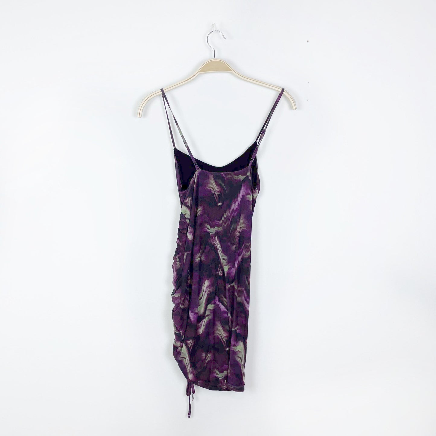 garage sheer tank dress with drawstring ruched side - size small