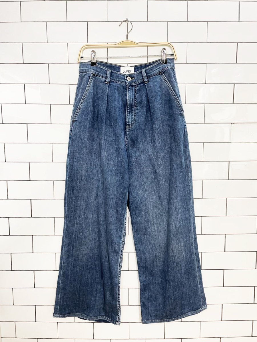 du/er pleated wide leg chambray denim jeans - good market thrift store