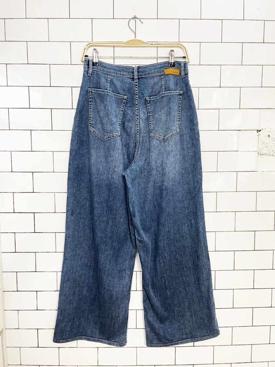 du/er pleated wide leg chambray denim jeans - good market thrift store