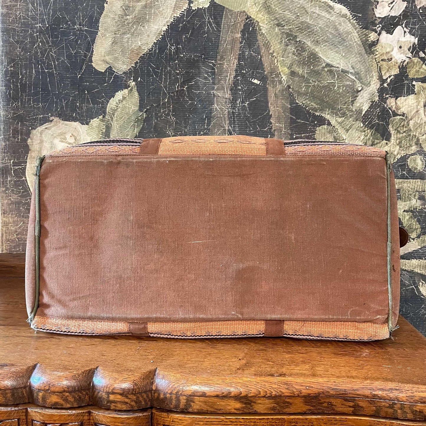 vintage woven kilim suede western duffle bag