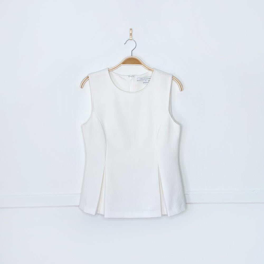 dvf sleeveless peplum hem top