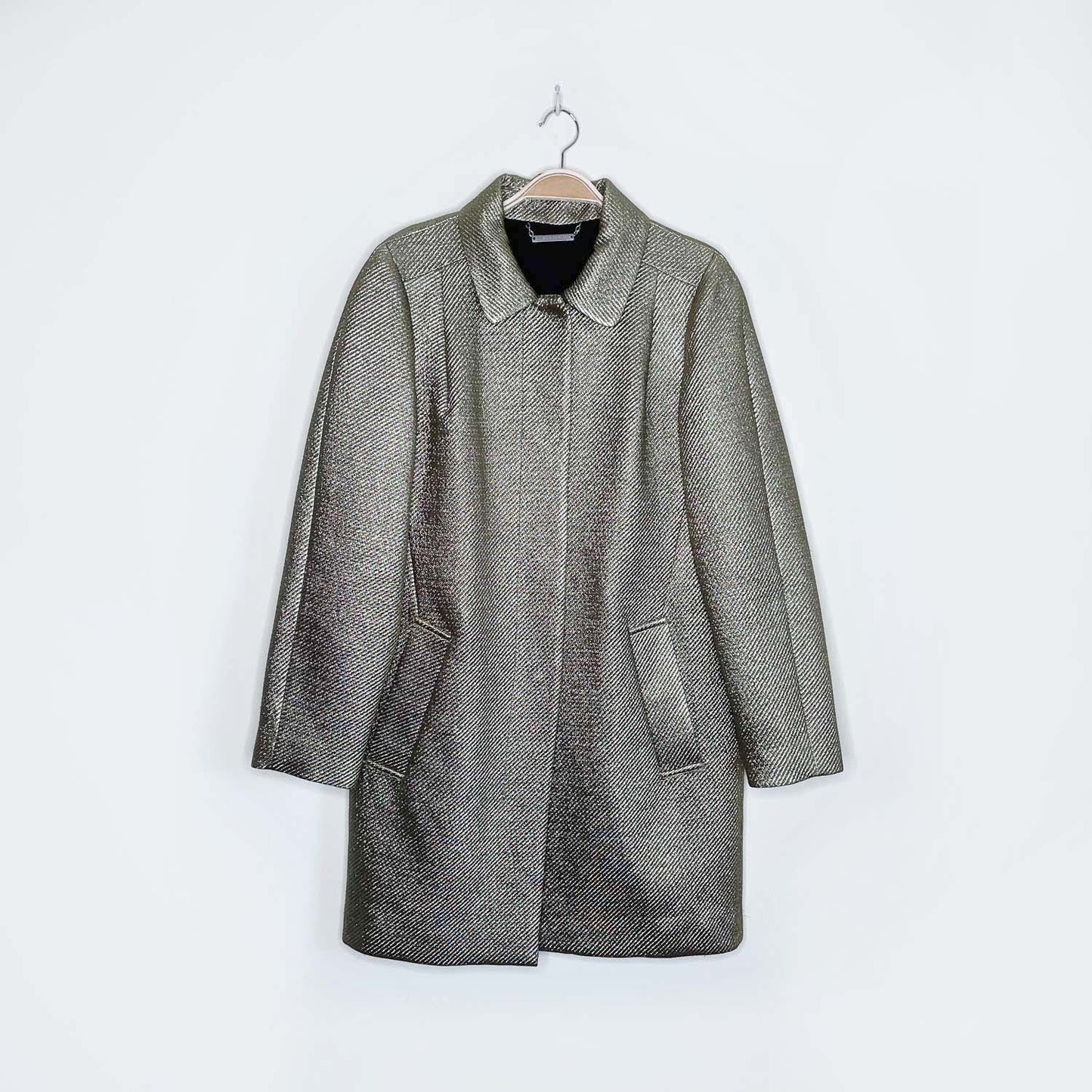 diane von furstenberg yvette metallic gold evening coat - size medium