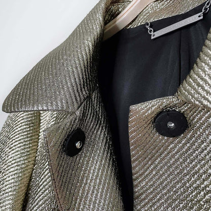 diane von furstenberg yvette metallic gold evening coat - size medium