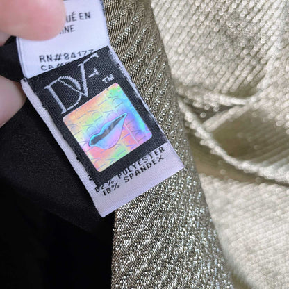 diane von furstenberg yvette metallic gold evening coat - size medium