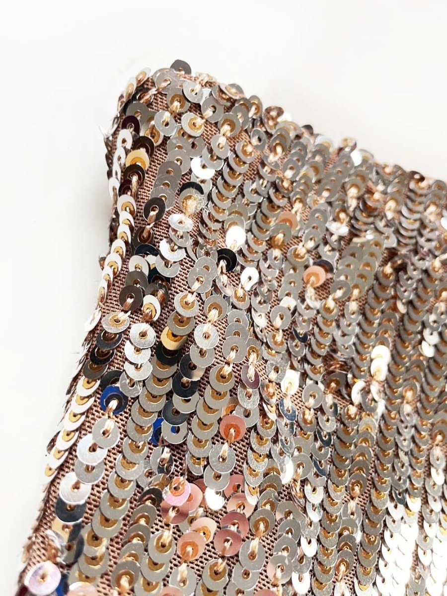 dynamite gold + silver sequin strapless crop top - good market thrift store