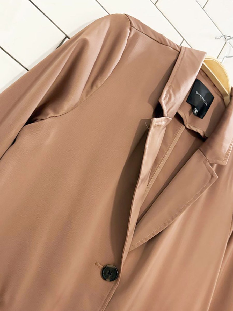dynamite satin full button long blazer jacket - good market thrift store