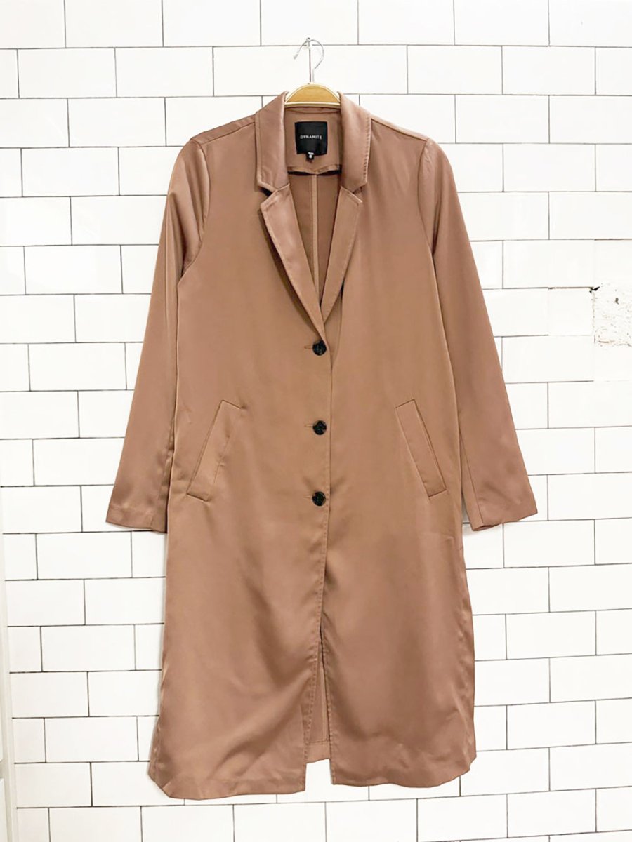 dynamite satin full button long blazer jacket - good market thrift store