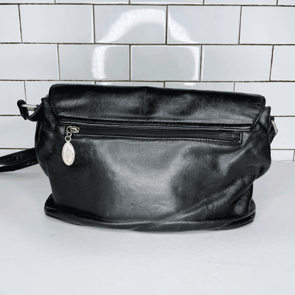 vintage etienne aigner black leather flap crossbody