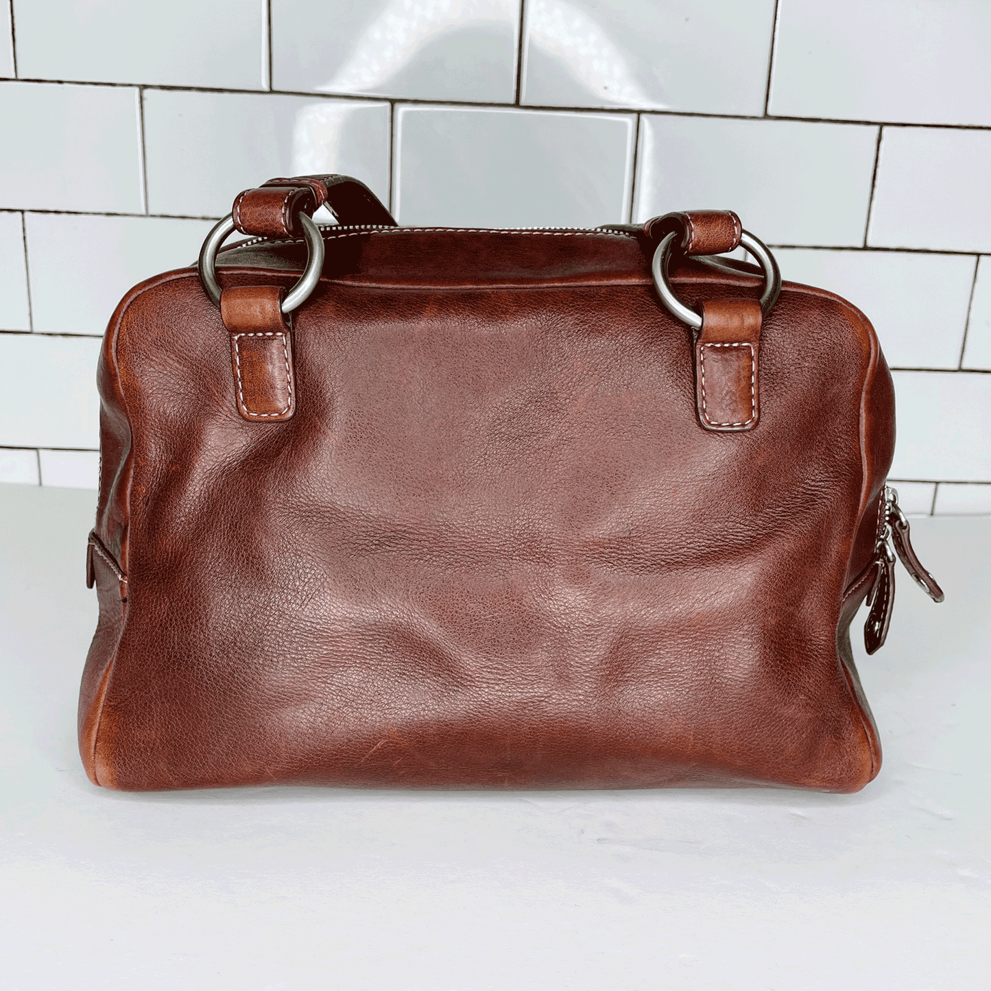 vintage etienne aigner cognac leather handbag