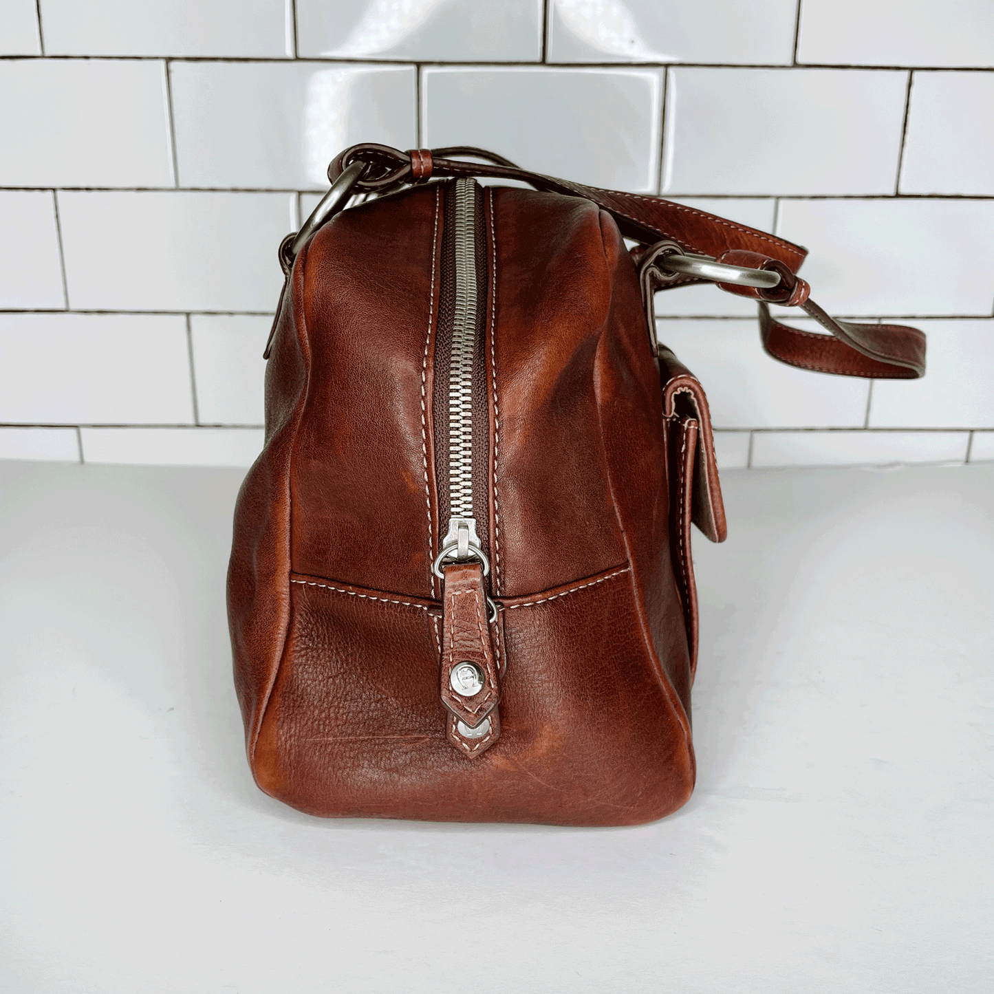 vintage etienne aigner cognac leather handbag