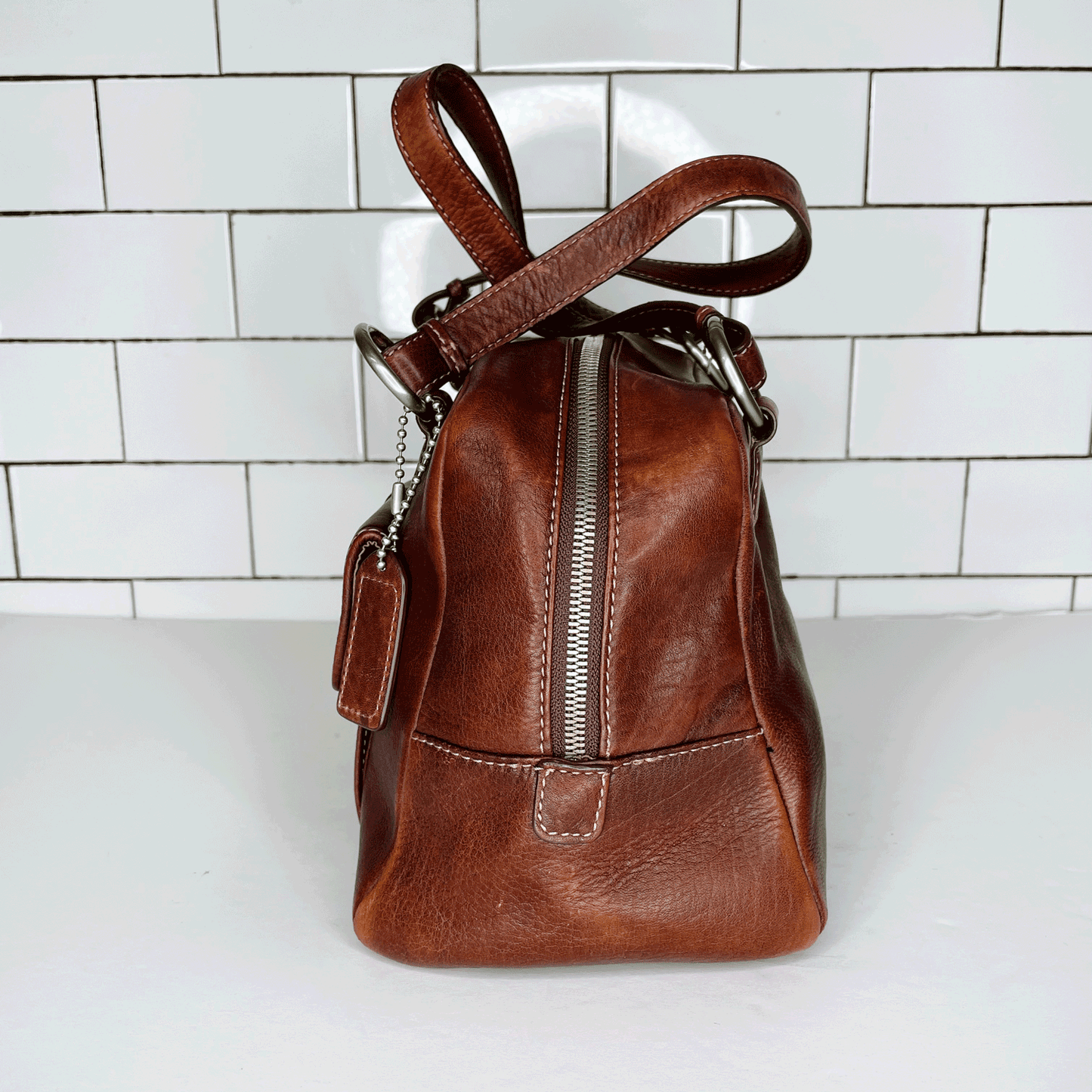 vintage etienne aigner cognac leather handbag