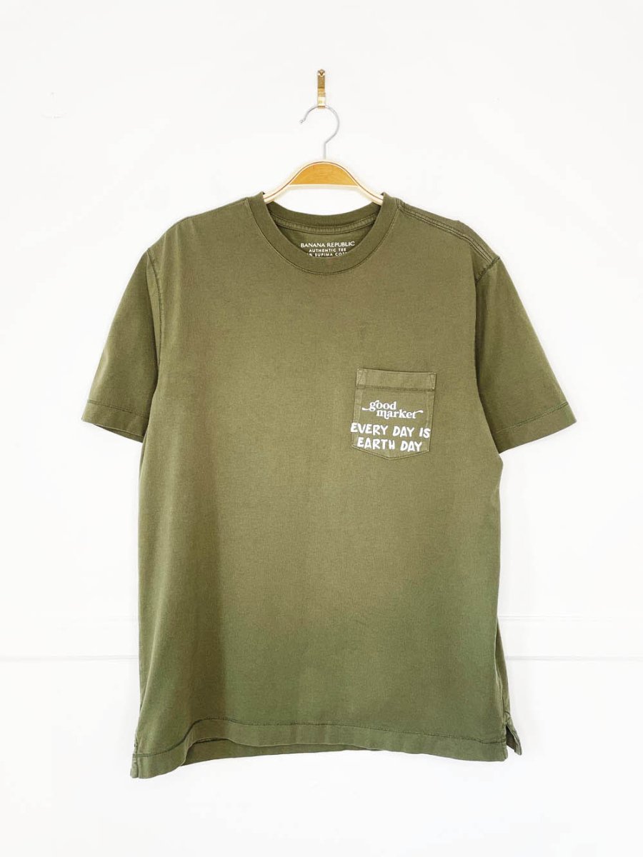 earth day activist x banana republic supima cotton pocket tee | clothes deserve a second chance not your ex - good market thrift store