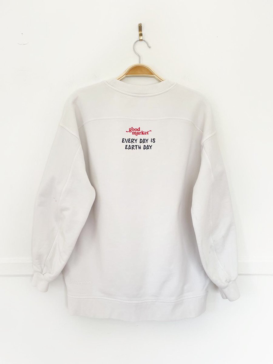 earth day activist x lululemon sweatshirt | clothes deserve a second chance not your ex - good market thrift store