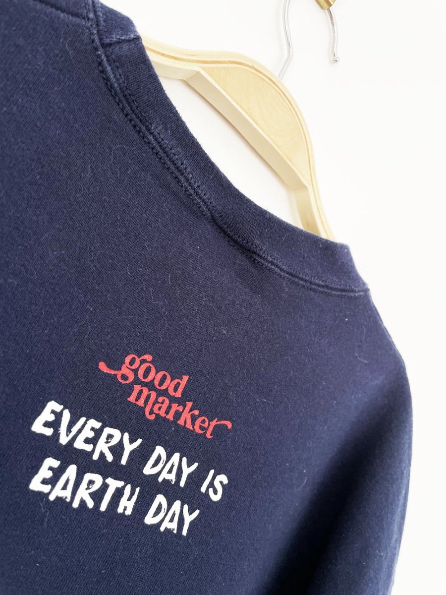 earth day activist x vintage 00s fruit of the loom sweatshirt | clothes deserve a second chance not your ex - good market thrift store