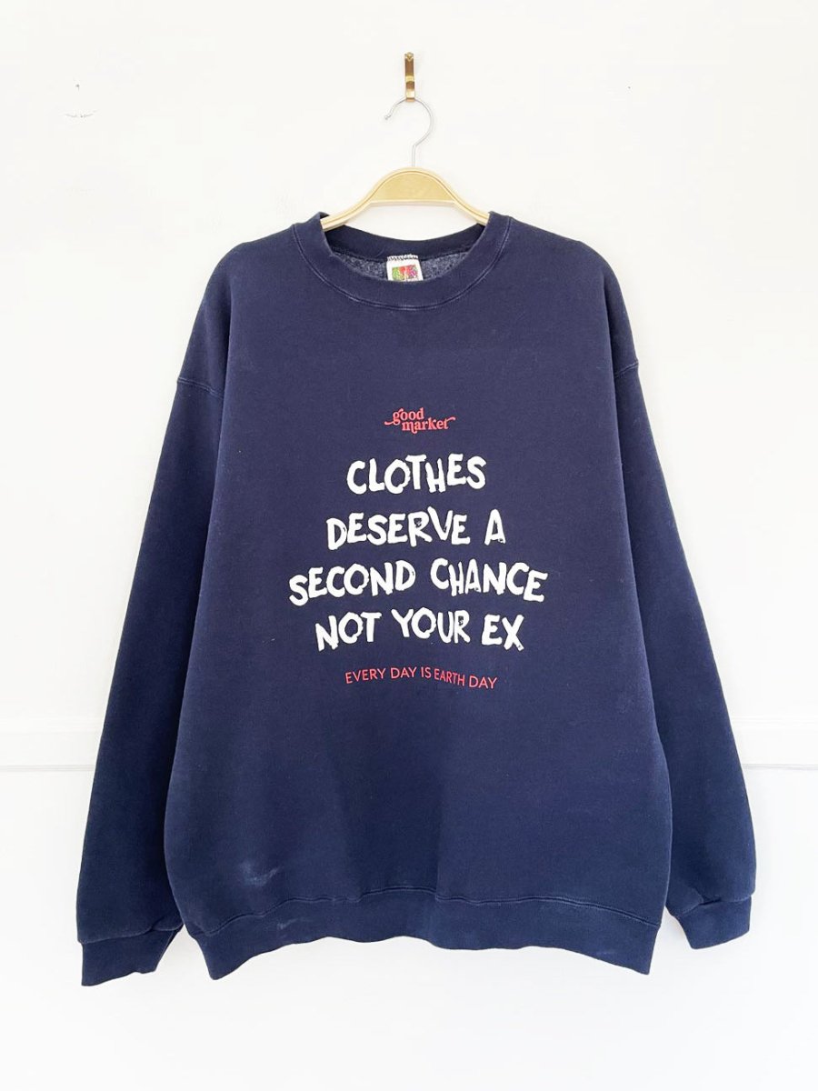 earth day activist x vintage 00s fruit of the loom sweatshirt | clothes deserve a second chance not your ex - good market thrift store