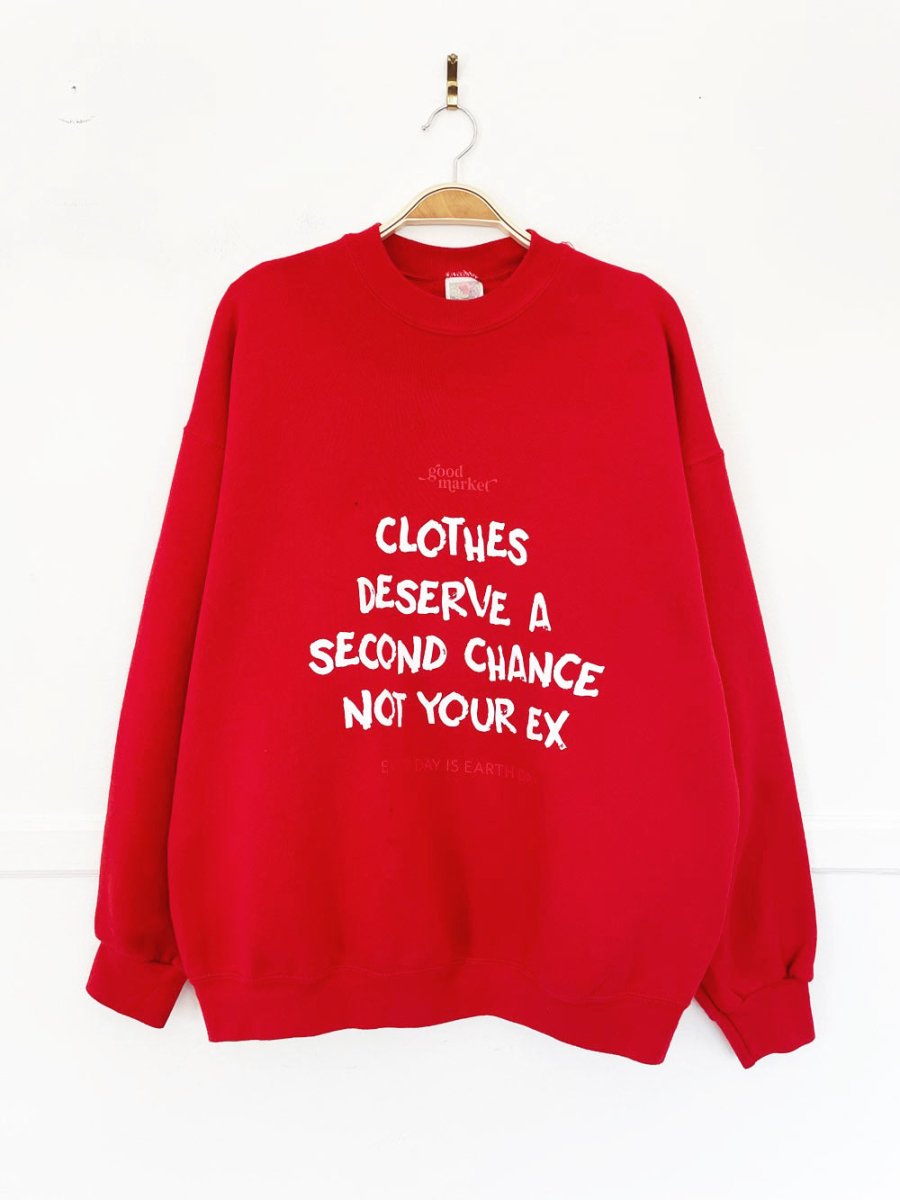 earth day activist x vintage 00s fruit of the loom sweatshirt | clothes deserve a second chance not your ex - good market thrift store