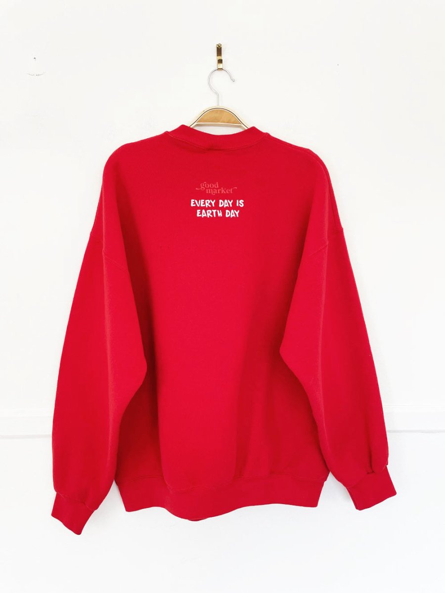 earth day activist x vintage 00s fruit of the loom sweatshirt | clothes deserve a second chance not your ex - good market thrift store