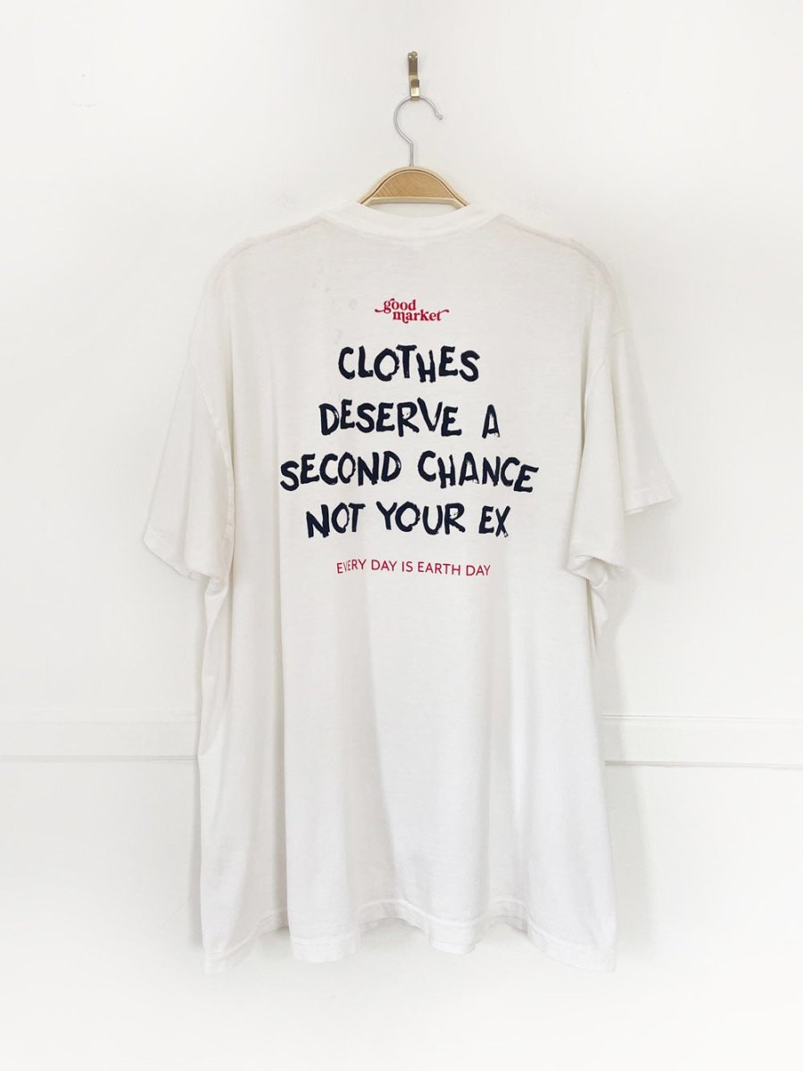 earth day activist x vintage 80s eaton v - neck tee | clothes deserve a second chance not your ex - good market thrift store