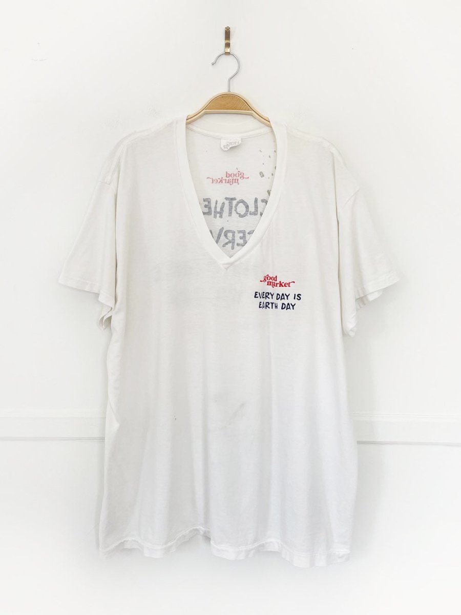 earth day activist x vintage 80s eaton v - neck tee | clothes deserve a second chance not your ex - good market thrift store
