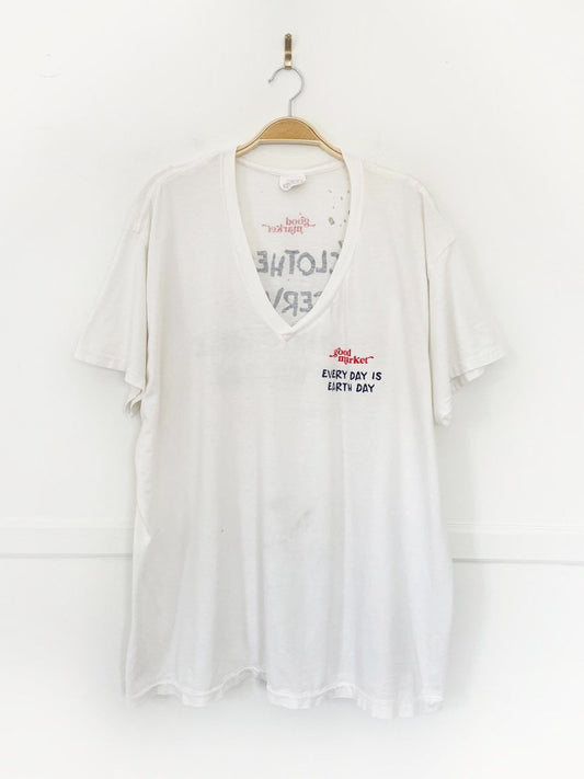 earth day activist x vintage 80s eaton v - neck tee | clothes deserve a second chance not your ex - good market thrift store