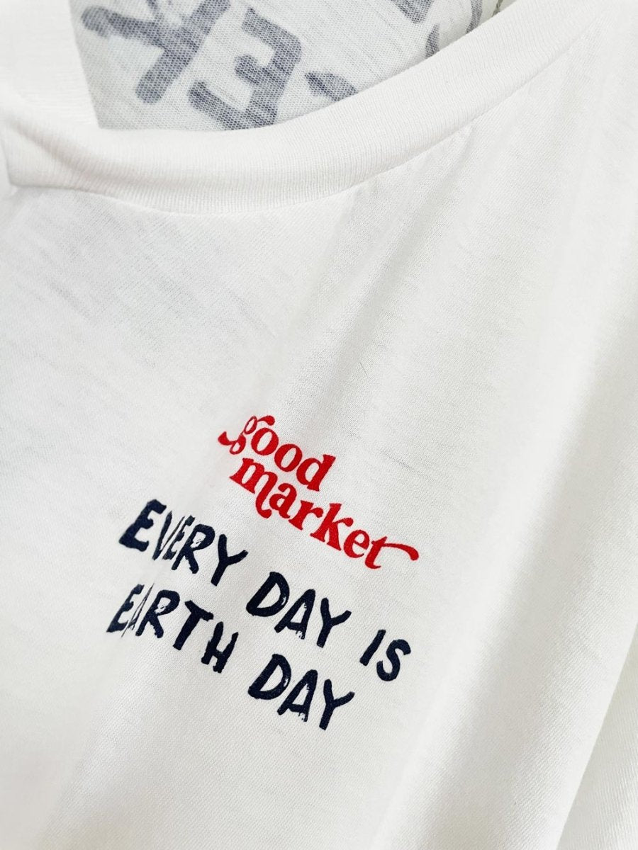 earth day activist x vintage 80s eaton v - neck tee | clothes deserve a second chance not your ex - good market thrift store