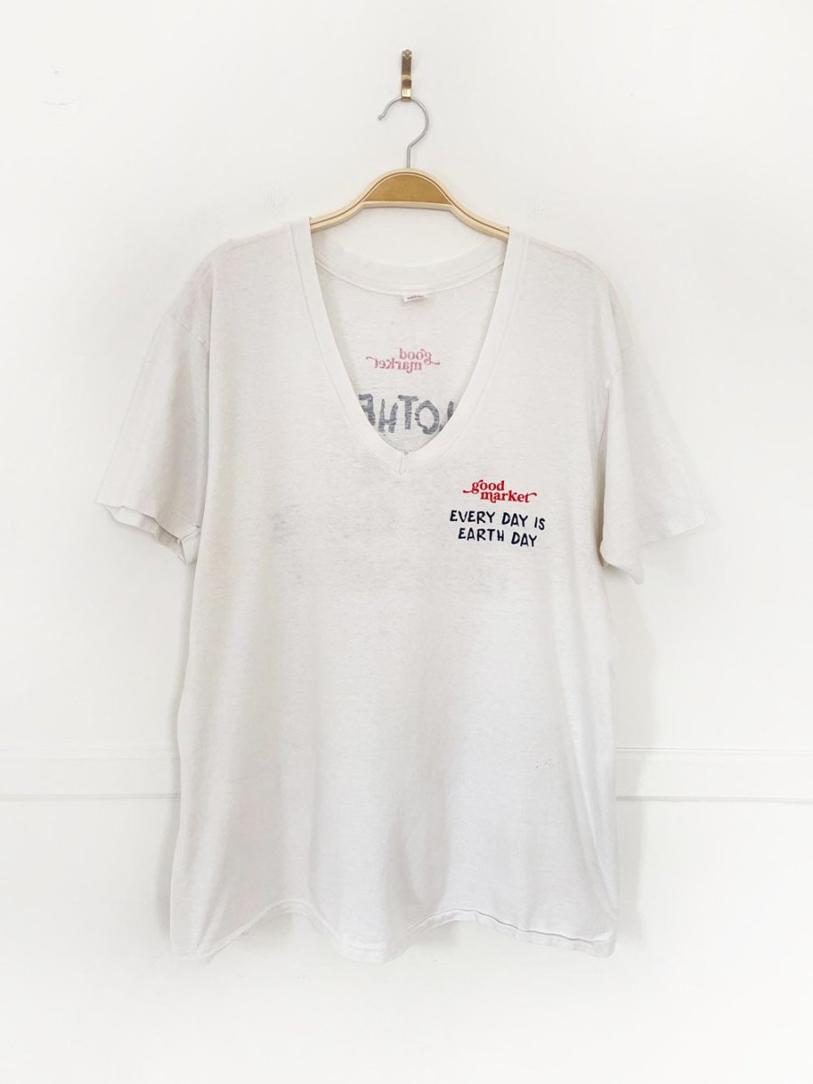 earth day activist x vintage 80s hanes v - neck tee | clothes deserve a second chance not your ex (Copy) - good market thrift store