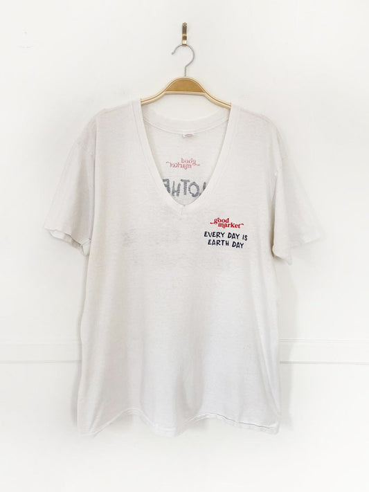 earth day activist x vintage 80s hanes v - neck tee | clothes deserve a second chance not your ex (Copy) - good market thrift store