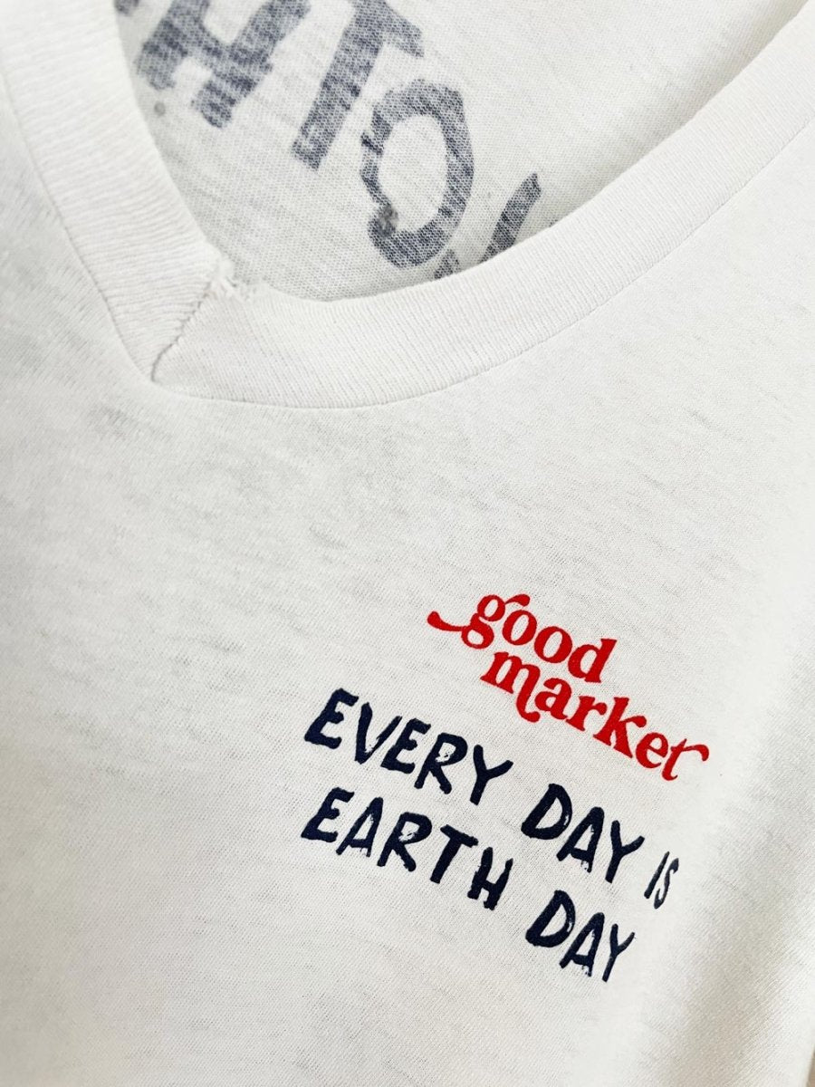 earth day activist x vintage 80s hanes v - neck tee | clothes deserve a second chance not your ex (Copy) - good market thrift store