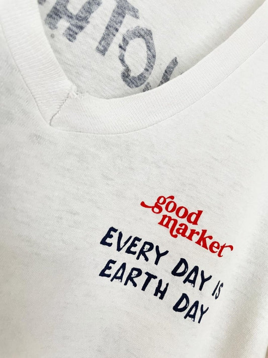 earth day activist x vintage 80s hanes v - neck tee | clothes deserve a second chance not your ex (Copy) - good market thrift store