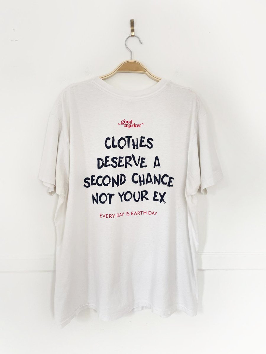 earth day activist x vintage 80s hanes v - neck tee | clothes deserve a second chance not your ex (Copy) - good market thrift store