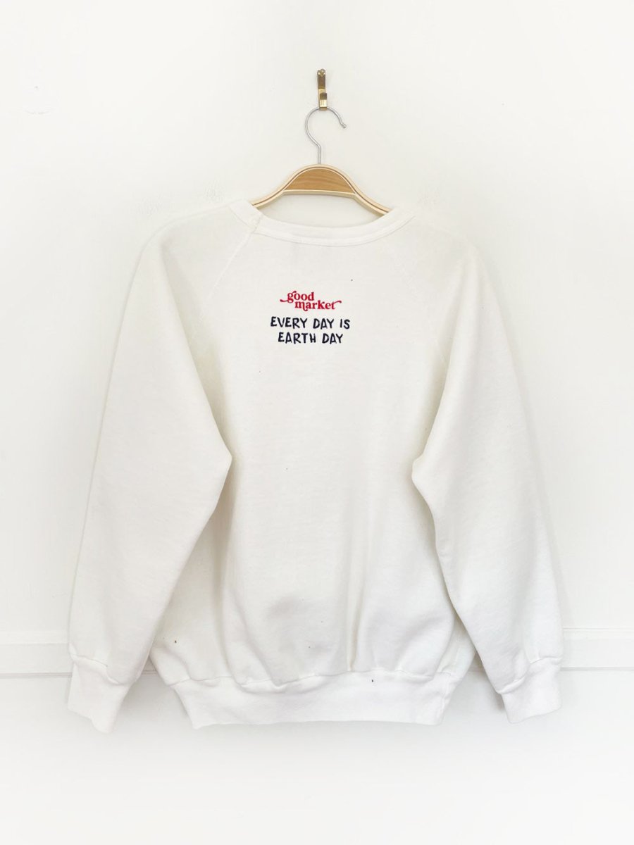 earth day activist x vintage 80s tiger brand sweatshirt | clothes deserve a second chance not your ex - good market thrift store