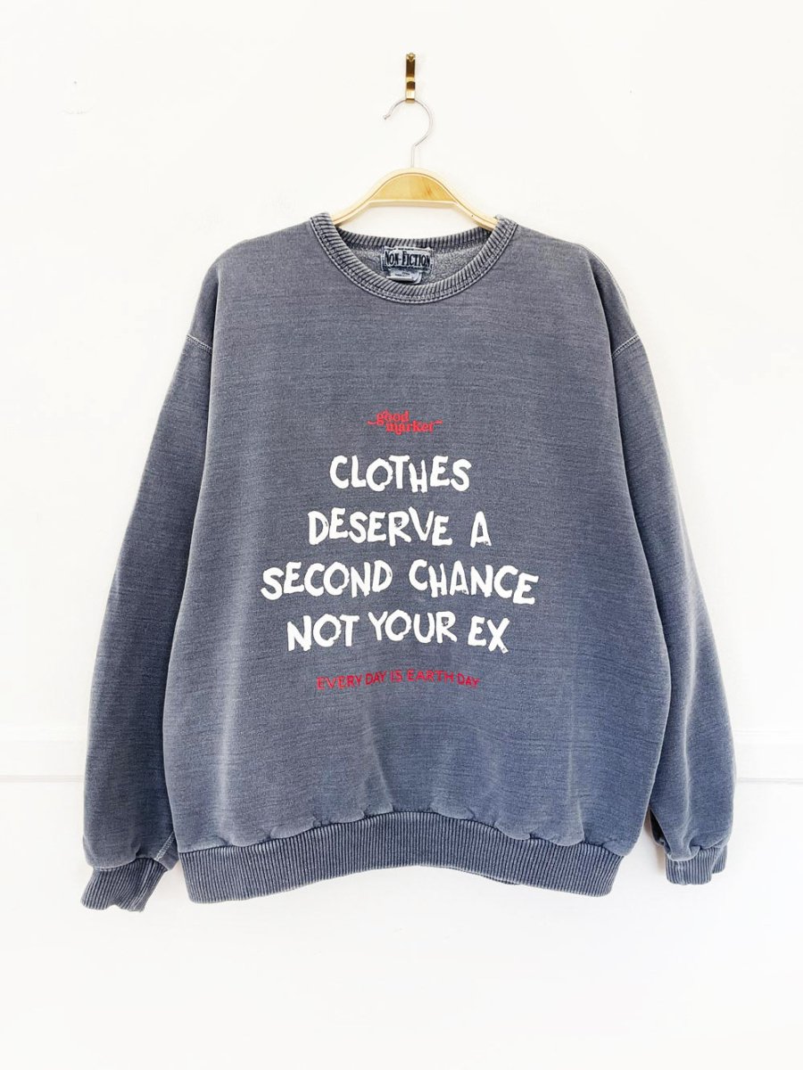 earth day activist x vintage 90s non fiction earth tone sweatshirt | clothes deserve a second chance not your ex - good market thrift store