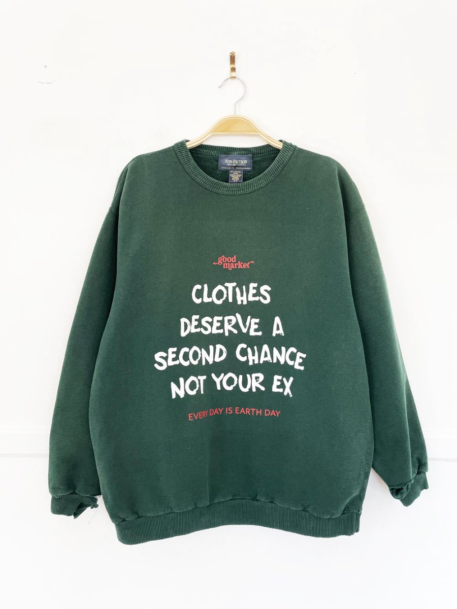 earth day activist x vintage 90s non fiction earth tone sweatshirt | clothes deserve a second chance not your ex - good market thrift store