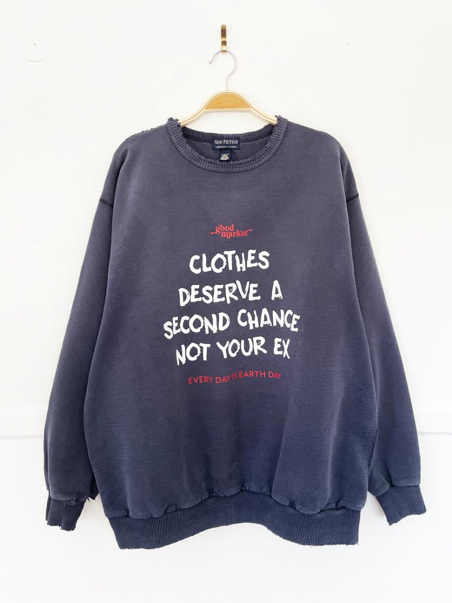 earth day activist x vintage 90s non fiction faded sweatshirt | clothes deserve a second chance not your ex - good market thrift store