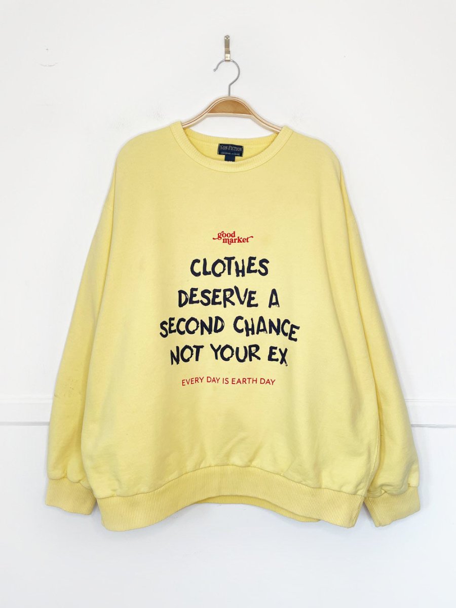 earth day activist x vintage 90s non fiction sweatshirt | clothes deserve a second chance not your ex - good market thrift store