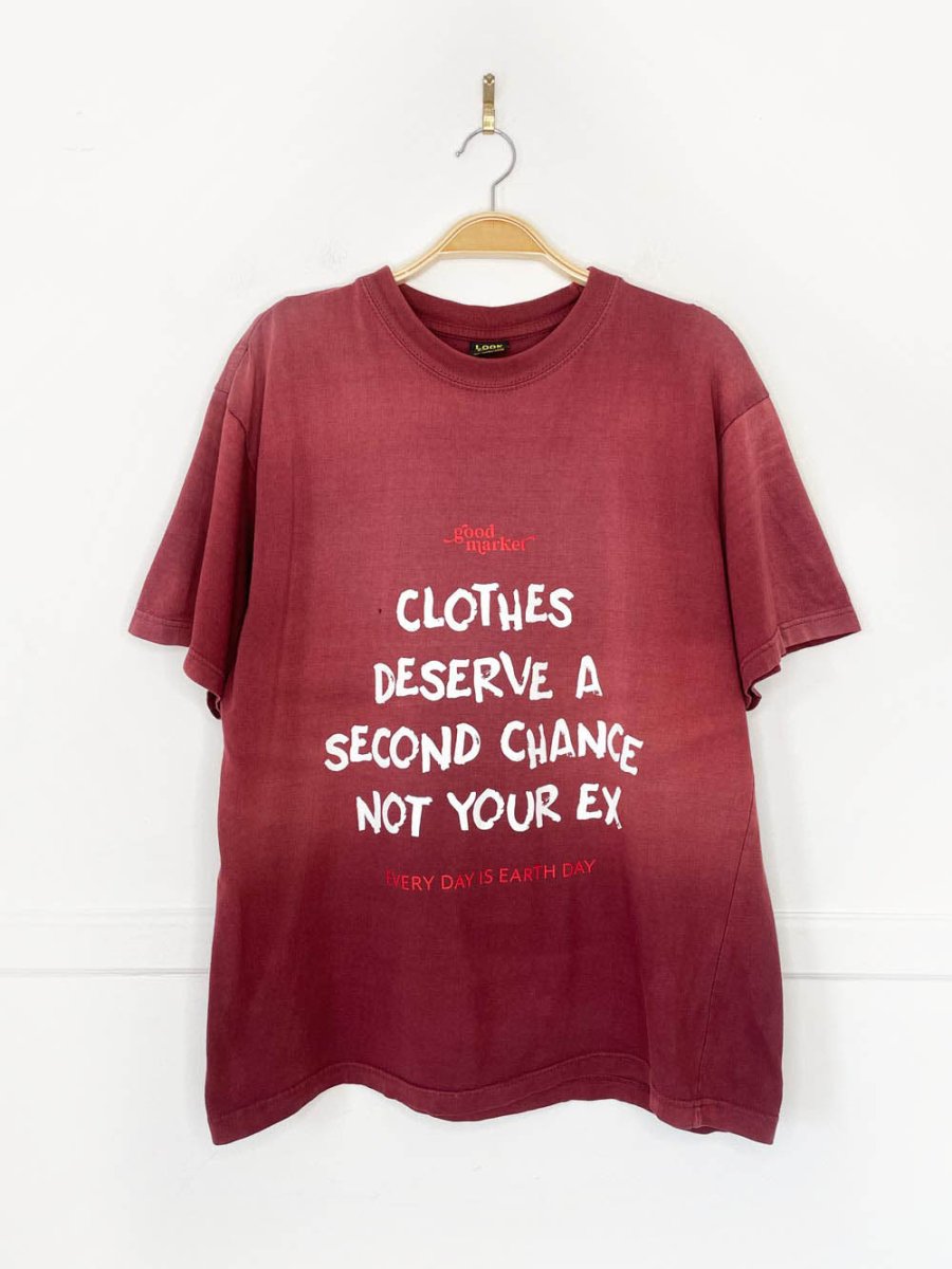 earth day activist x vintage look nice faded tee | clothes deserve a second chance not your ex - good market thrift store
