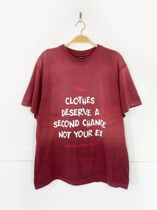 earth day activist x vintage look nice faded tee | clothes deserve a second chance not your ex - good market thrift store