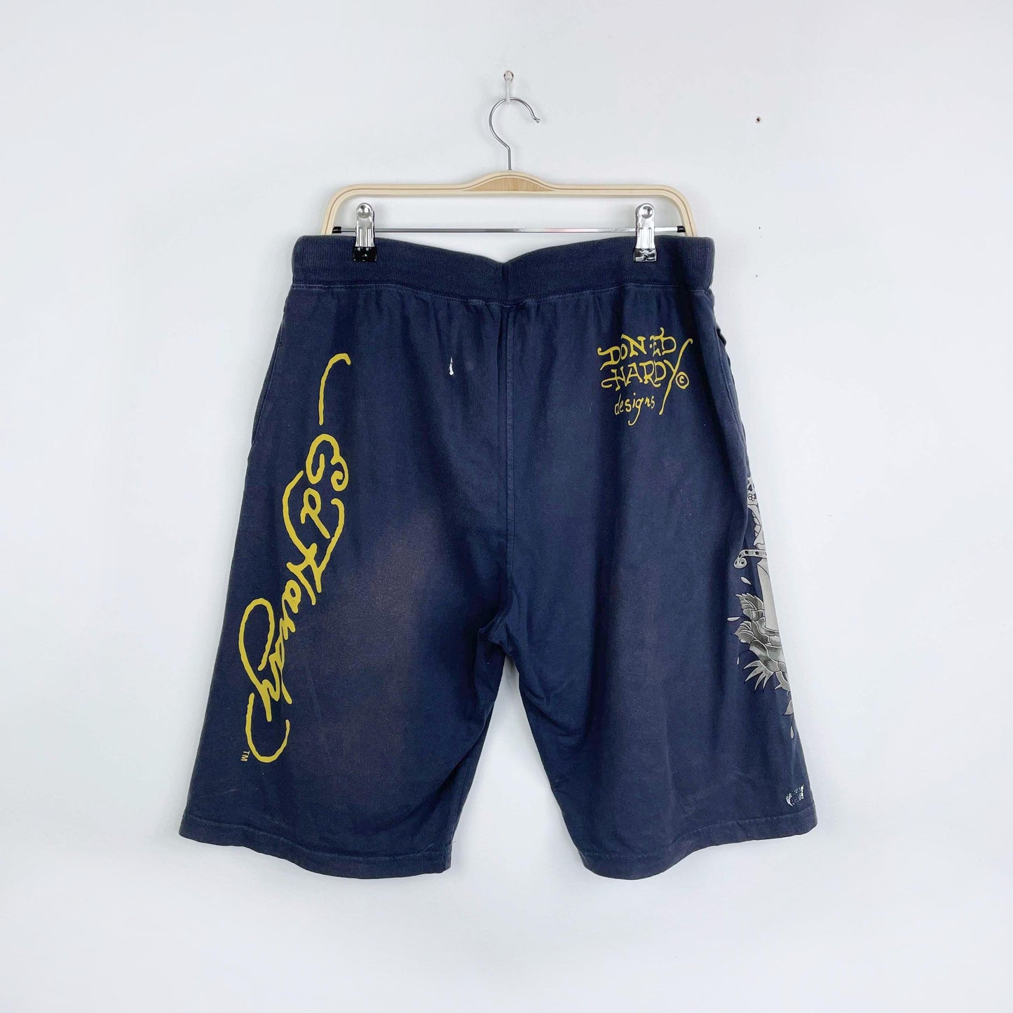 y2k ed hardy love kills slowly long sweat shorts