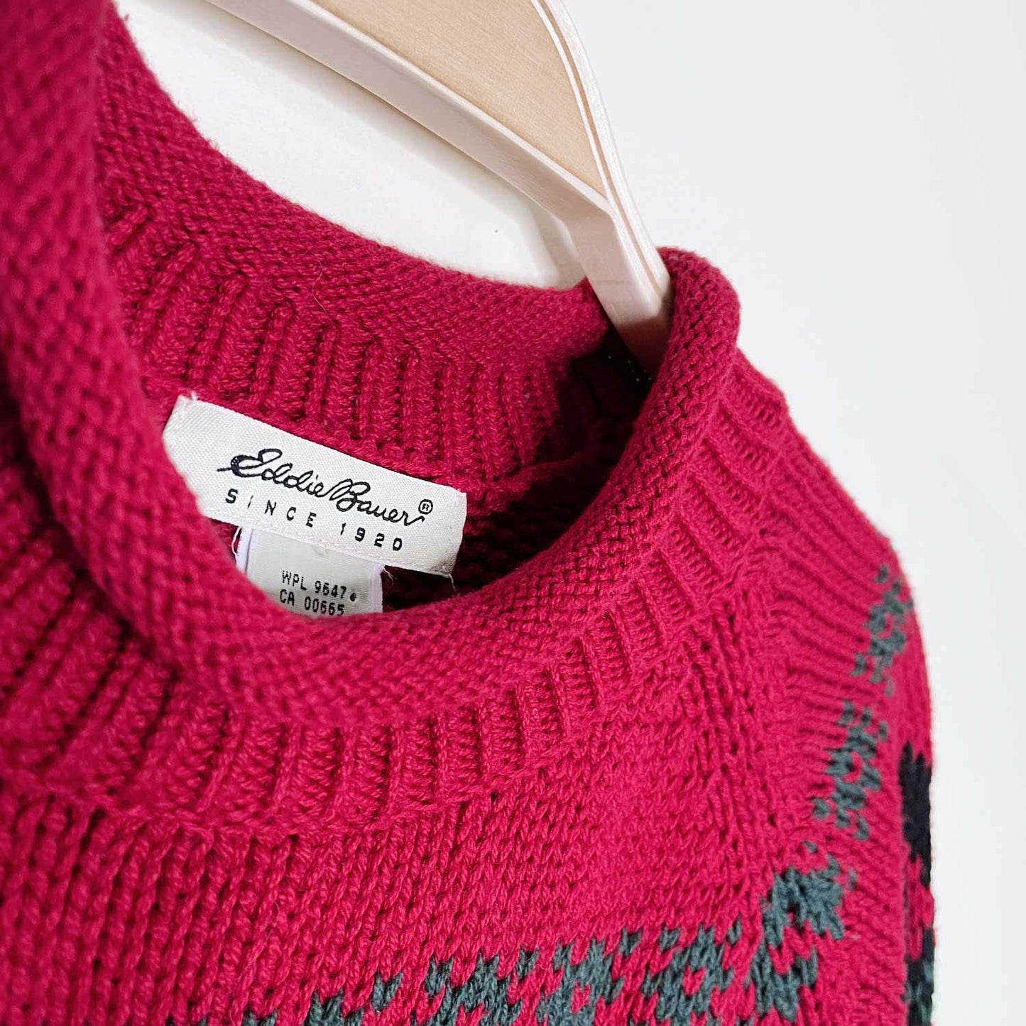 vintage eddie bauer nordic snowflake knit sweater - size small