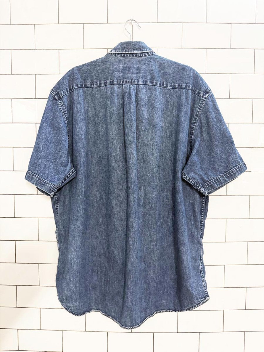 eddie bauer full button short sleeve denim shirt - good market thrift store
