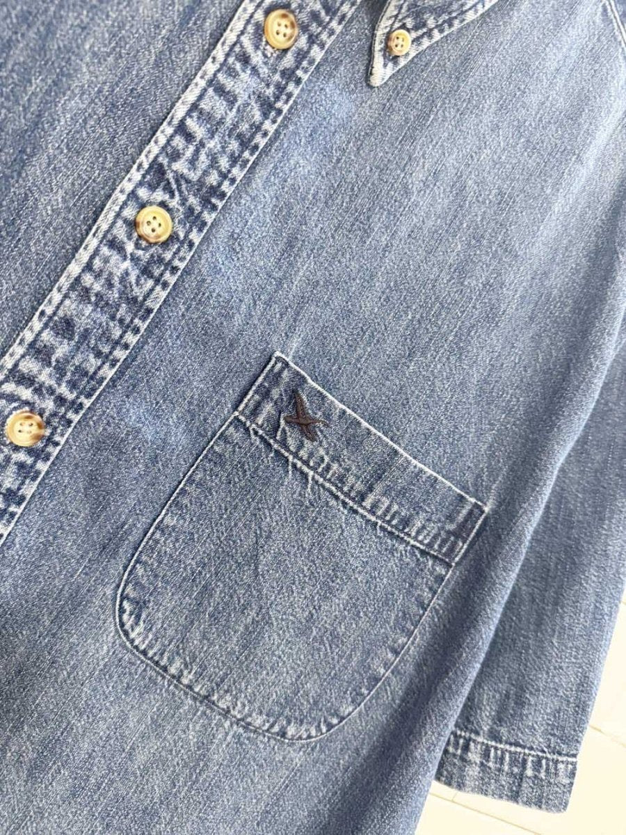 eddie bauer full button short sleeve denim shirt - good market thrift store