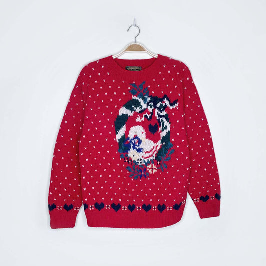vintage 90s eddie bauer wool holiday goose knit crew - size small