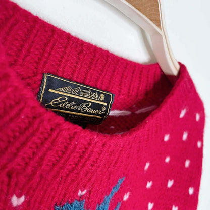vintage 90s eddie bauer wool holiday goose knit crew - size small