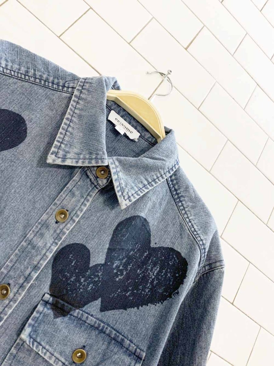ee:some oversized denim heart full button shirt | los angeles - good market thrift store