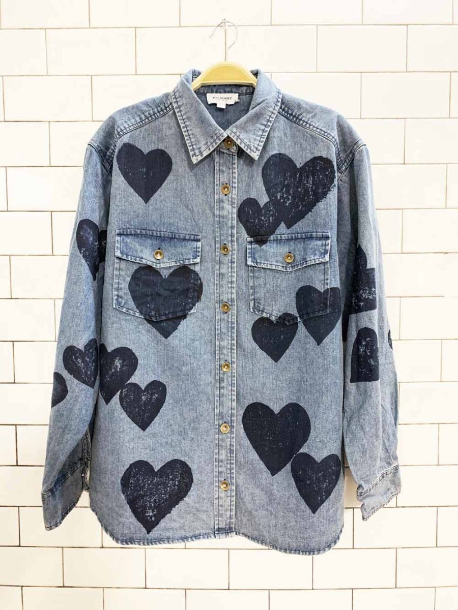 ee:some oversized denim heart full button shirt | los angeles - good market thrift store