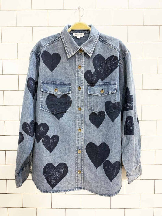 ee:some oversized denim heart full button shirt | los angeles - good market thrift store